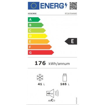 Hisense RT267D4AWE Ψυγείο Δίπορτο 206lt Υ143.4xΠ55xΒ54.2εκ. Λευκό